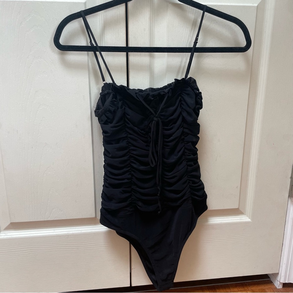 NWOT Mesh Lace Up Bodysuit
